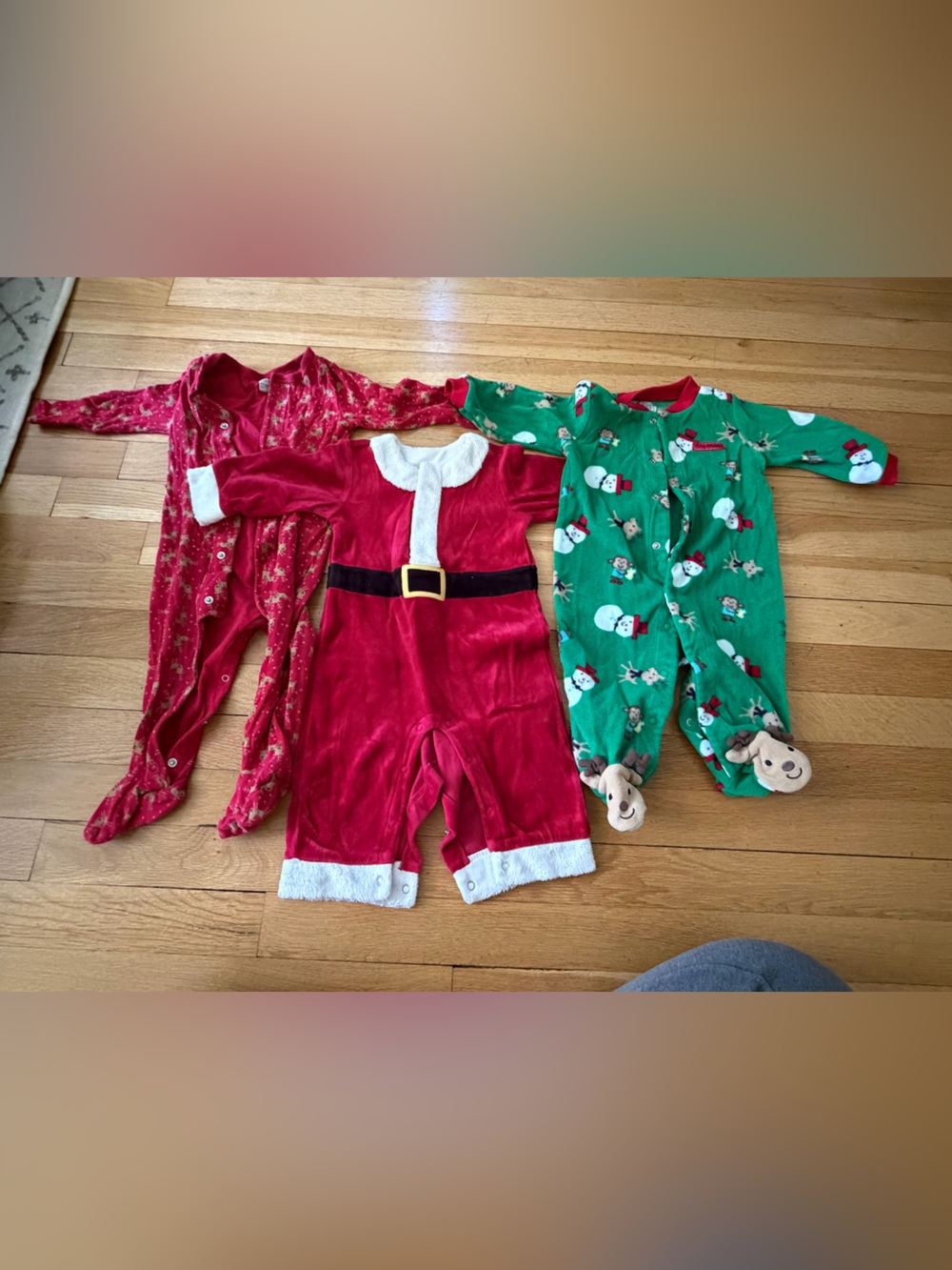 Carter's Red and Green Holiday Baby Pajama Sleepers Set